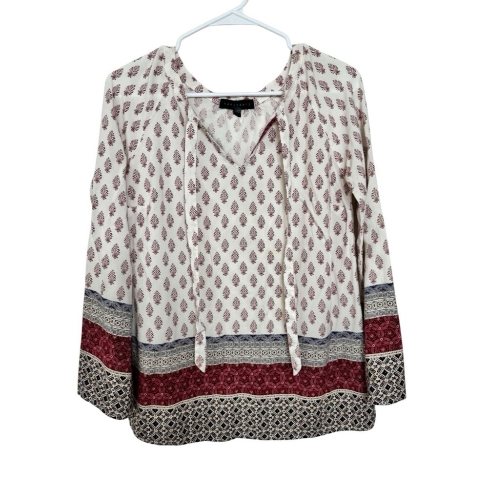 Sanctuary Anthropologie Boho Peasant Tunic; Ivory and Burgundy - Size M - Picture 3 of 6